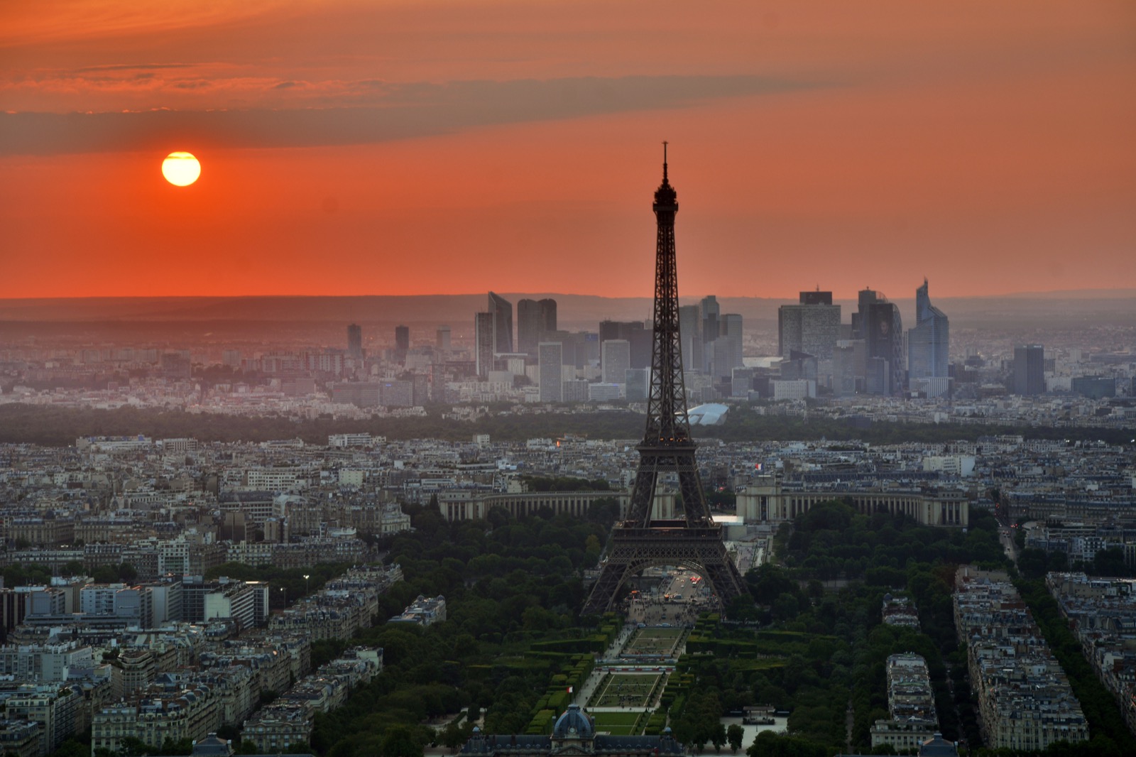 The Eiffel Tower above the rooftops of Paris